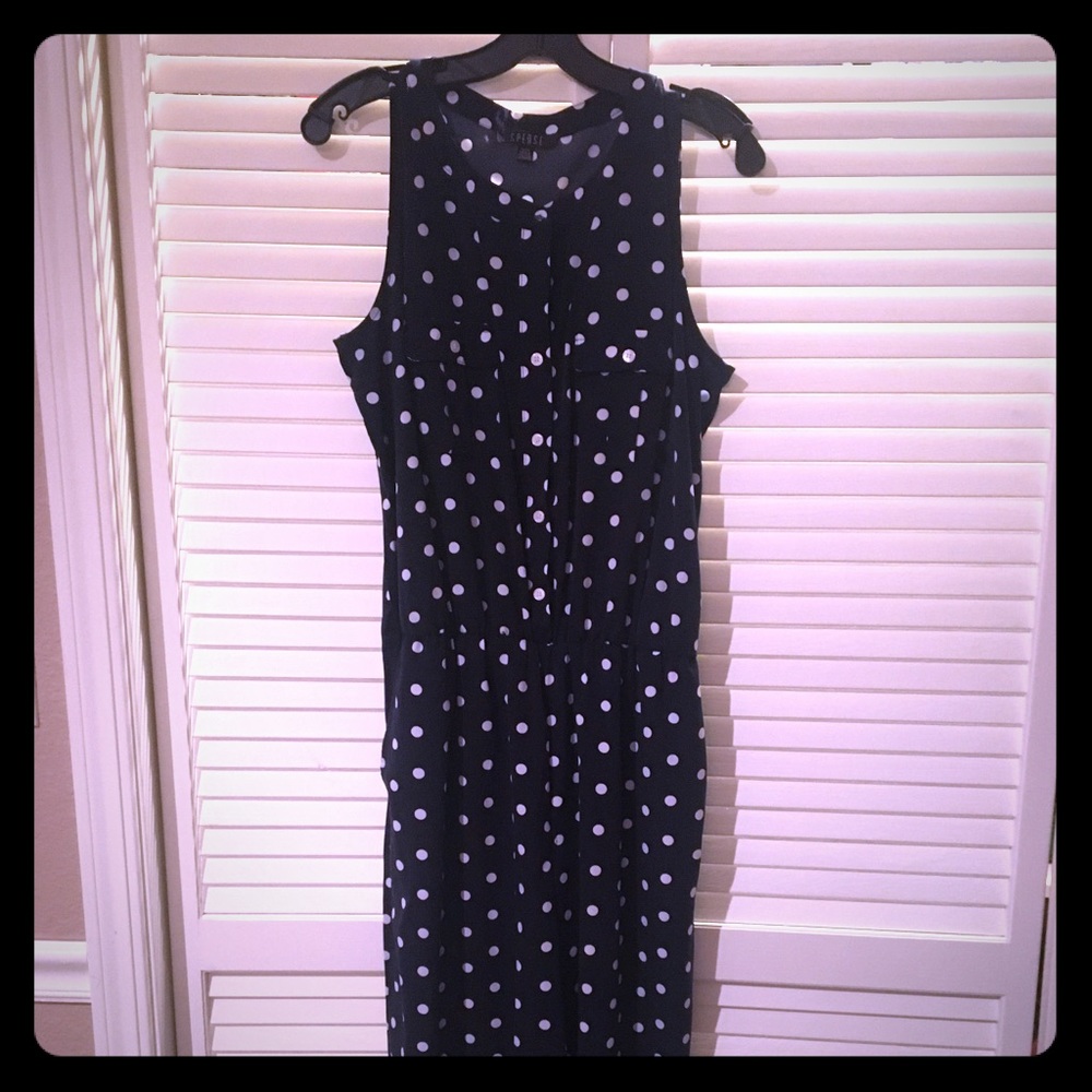 Navy Blue Polka Dot Jumpsuit